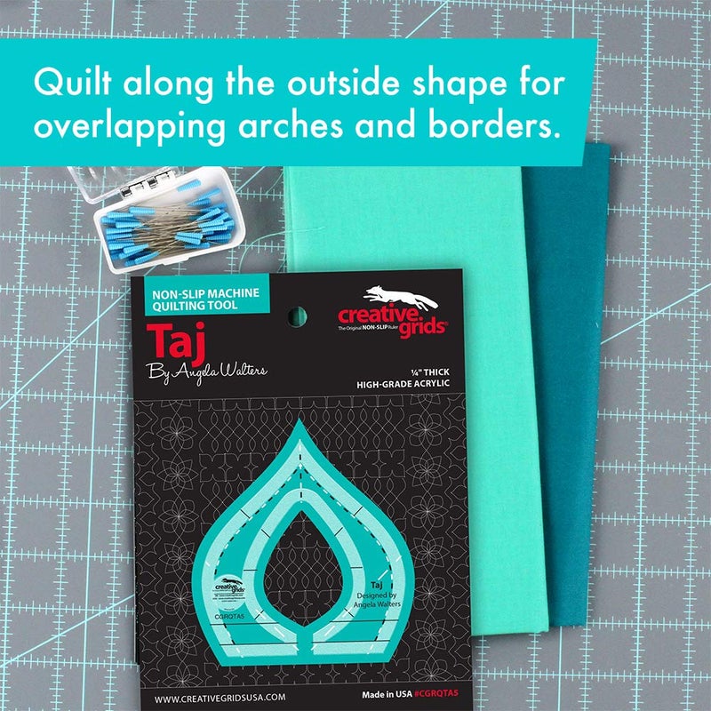 Creative Grids Machine Quilting Tool â€“ Taj â€“ CGRQTA5 â€“ Made in USA, Non-Slip Grip Acrylic Quilting & Sewing Template Ruler for Free-Motion Quilt Patchwork Design on Domestic Sewing & Longarm Machines - Image 5